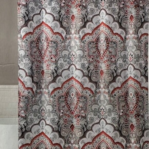 ISLA Red Shower Curtain With Hooks Size 70 x 72 in - Picture 1 of 5